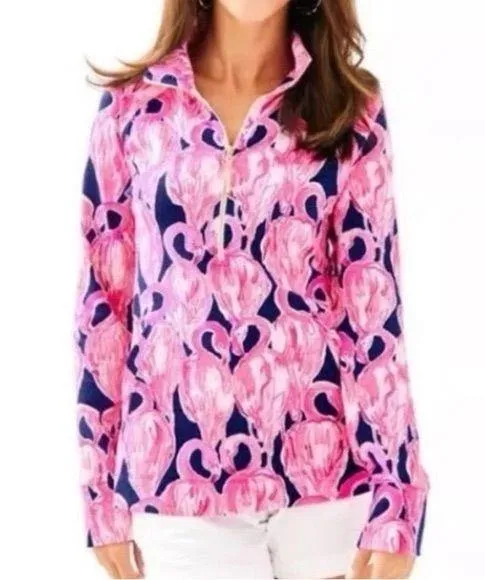 Lilly Pulitzer Zip up Jacket Skipper Popover Flamingo print Resortwear active - Image 2