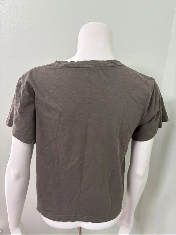 Athleta Organic Olive Green Daily Crop Short Sleeve Tee Medium - Image 4