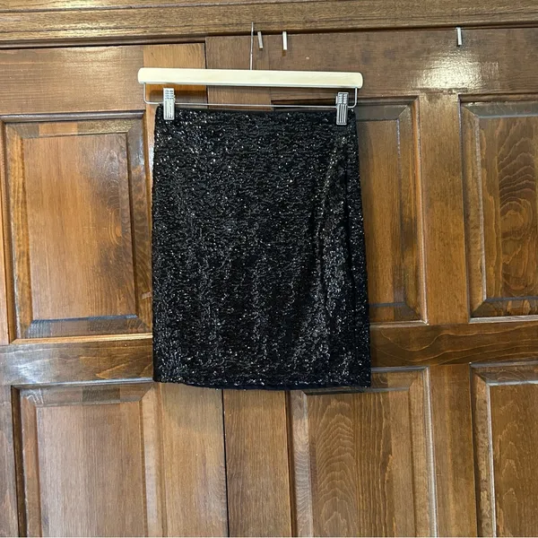 NWT Divided by‎ H&M Black Fully Lined Sequin Skirt Size Small Elastic Waist - Image 3