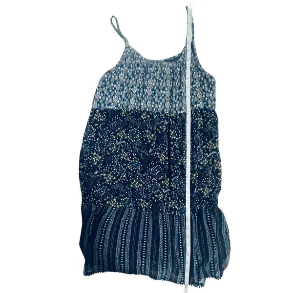 Mo:Vint New York Navy Blue Floral Mixed Print Tiered Mini‎ Dress Womens Medium - Image 10