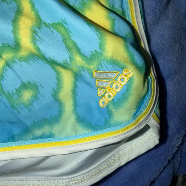 adidas Women’s Blue, Green & Yellow Printed Athletic Shorts - Image 2
