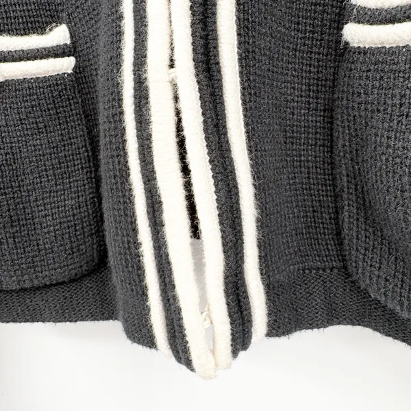 J.Crew Womens Emilie Black Ivory Tipping Preppy Knit Sweater Lady Jacket S BX470 - Image 7