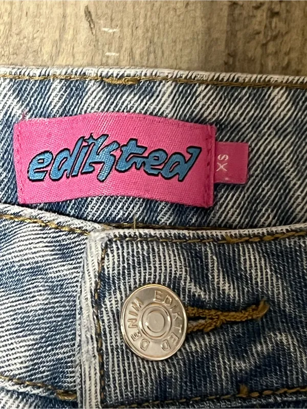 Edikted Light Wash Wide Leg Baggy Skater Jeans Size XS 26 - Image 2