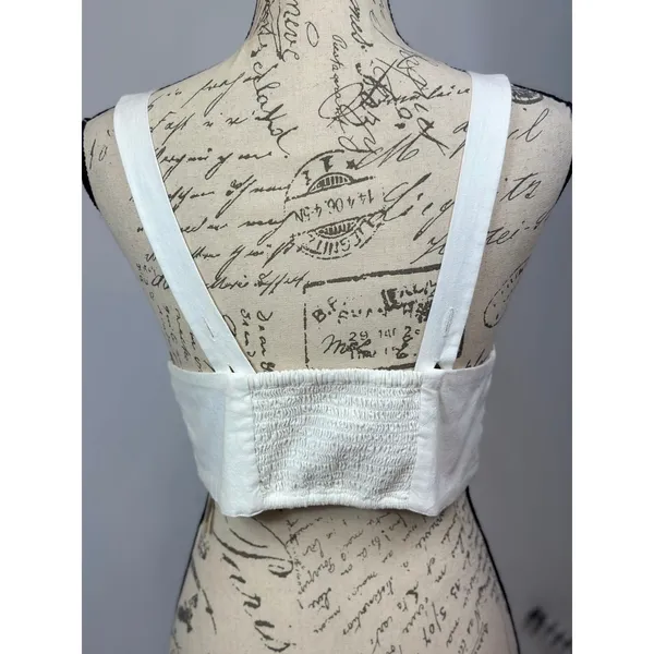 Free People This is Love 4 Button Crop Top White Med - Image 8