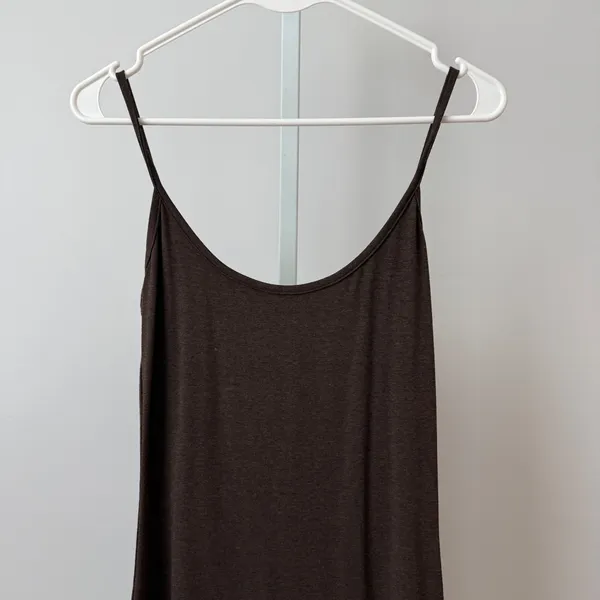 REVIR Cotton Clean Office Siren Minimalist Bodycon Midi Cami Dress XS Brown - Image 2