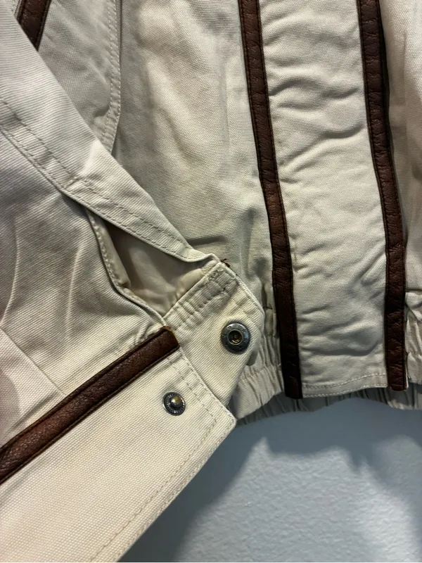 wild fable Cream Bomber Jacket with Brown Faux Leather Trim Medium NWT - Image 7