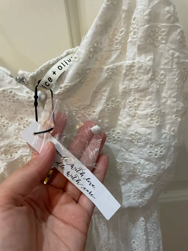 Alice + Olivia Dress Mini Sleeveless white lace sundress size 4 - Image 5