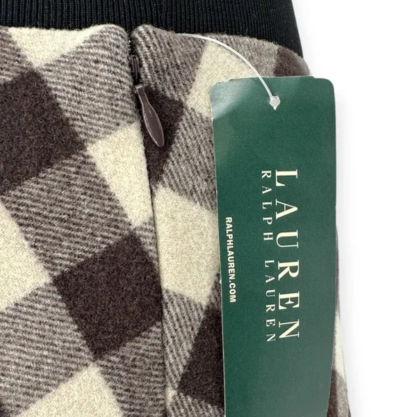 Lauren Ralph Lauren | NWT Sz 8 Brown Cream Plaid Wool A-Line Flared Skater Skirt - Image 6