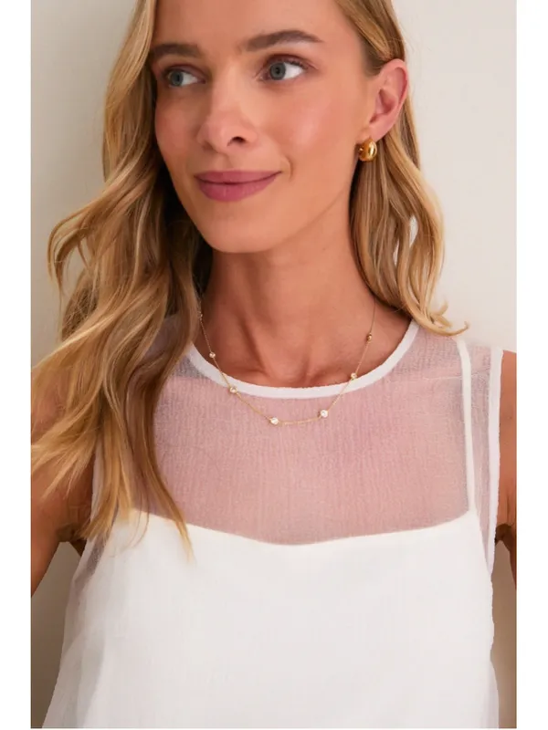 STAUD Brea Shift Mini Dress S Ivory Sheer Minimalist Clean Girl Business Casual - Image 3