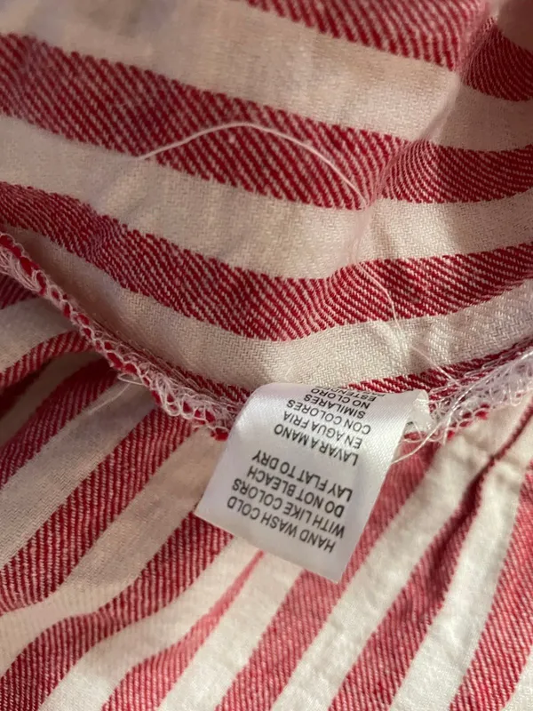 Heart & Hips Linen-Cotton Blend Red Cream Striped High Waist Shorts Size S - Image 9