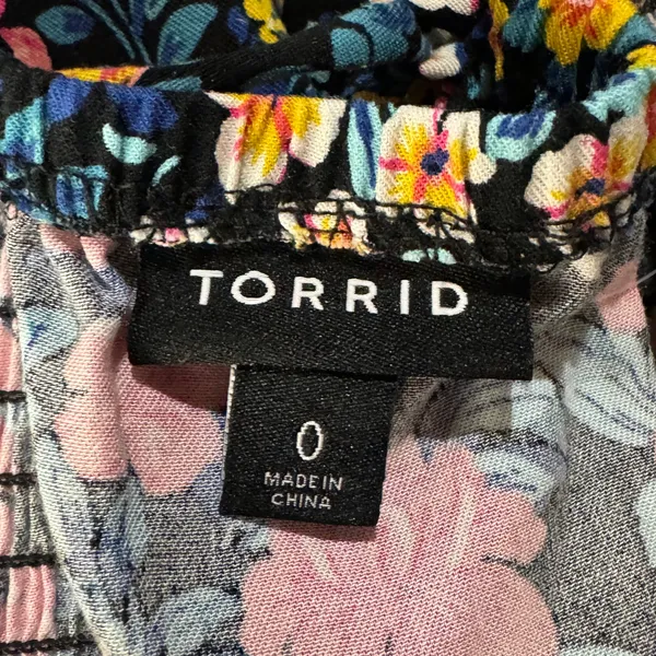 Torrid SZ 0 (Large) Challis Lace-Up Back Corset Top Floral Strapless Smocked New - Image 9