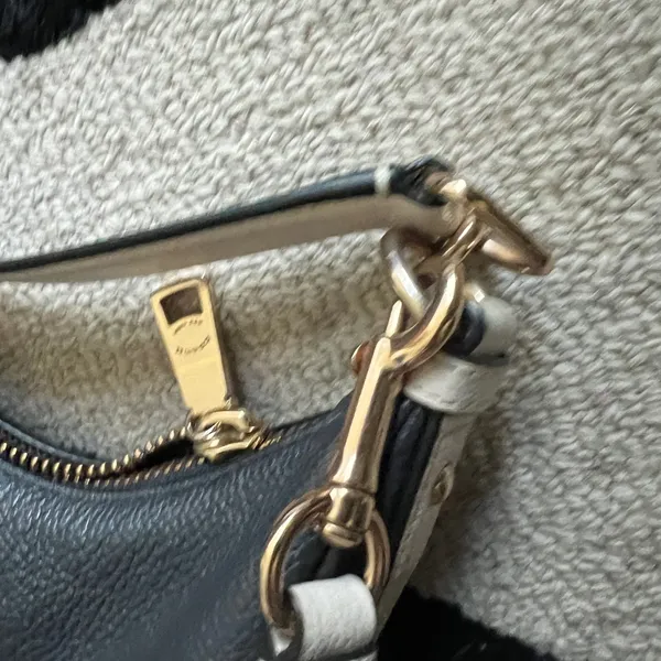 Coach Harley East West Hobo Navy Blue Ivory Leather Shoulder & Crossbody Bag - Image 9