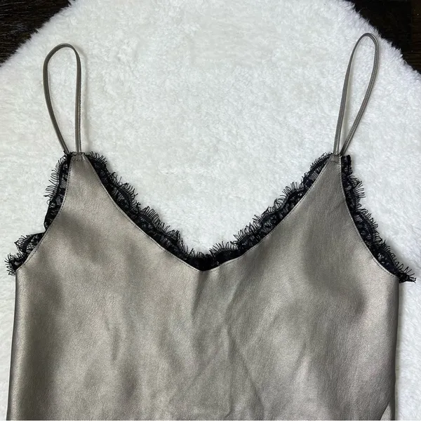Zara Faux Leather Lace Trim Knit Back Cami - Image 3
