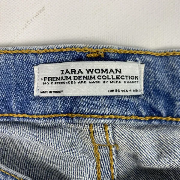 Zara Woman Jeans Womens 4 Blue Distressed Slim Tapered Crop Denim Medium‎ Wash - Image 5