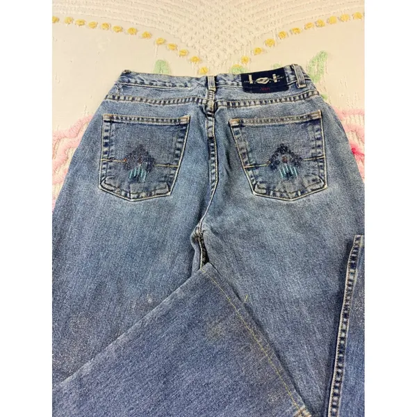 LEE Jeans Women's Flare Blue Denim Glitter Sparkle Style 5 Made‎ in Mexico - Image 12