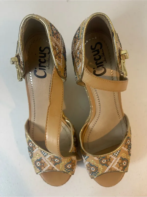 Circus by Sam Edelman Tan Multicolor Embroidered Espadrille Wedges - Image 2