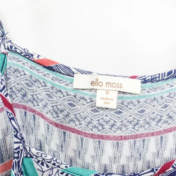 ELLA MOSS Blue Coral Cold Shoulder Boho Medallion Blouse - Image 3