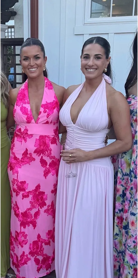 Selfie Leslie Pink Floral Halter Dress - Image 2