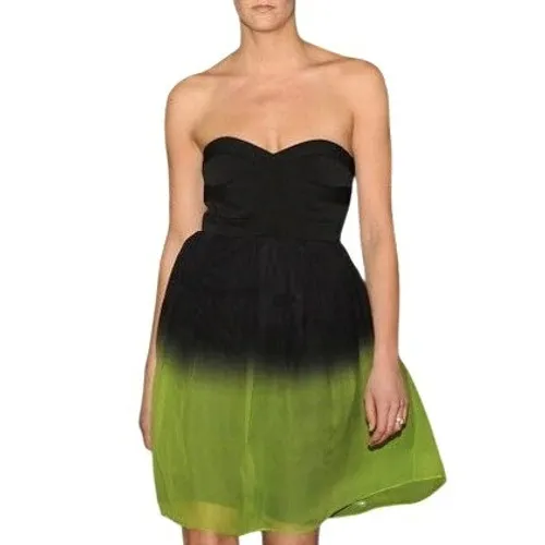 Donna Morgan 2‎ Strapless Silk Ombre Dress Black Green Wedding Guest Fairy Y2K - Image 2
