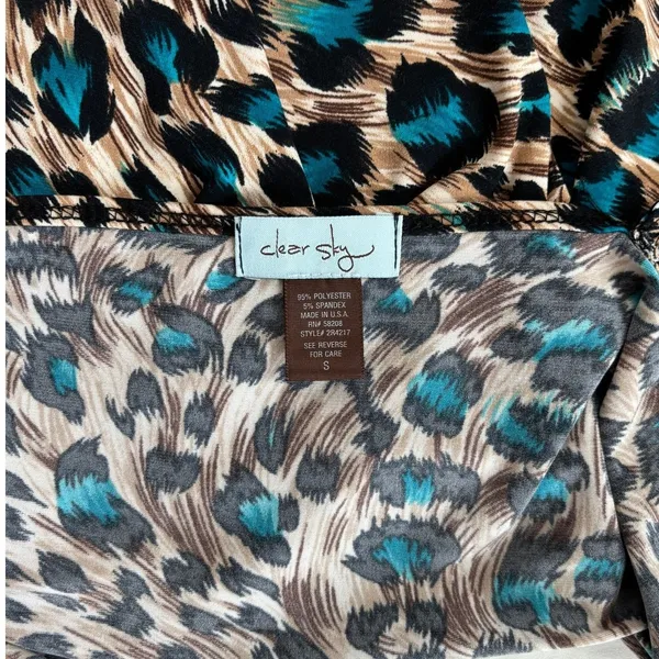 2000s Vintage Clear Sky Brown Blue Leopard Print Cami‎ Tank Top Y2K Summer Small - Image 4
