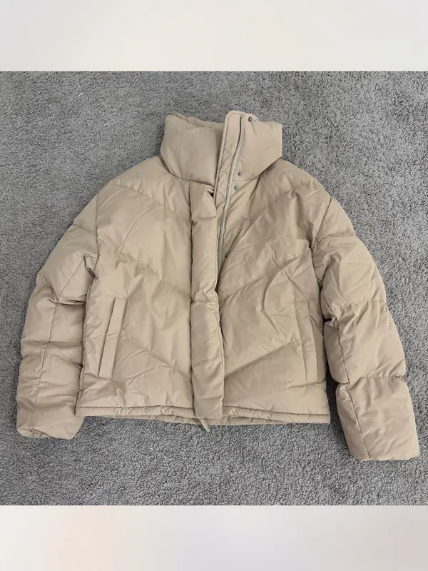 NWT Aritzia Wilfred Oxford Tan Cloud Puff Puffer Jacket size X-Small 700+ fill - Image 2