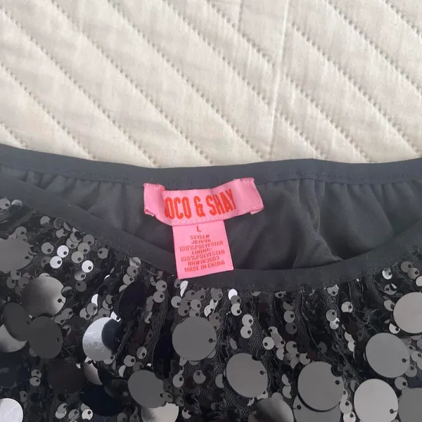 Sequin Mini Skirt Black Size L - Image 2