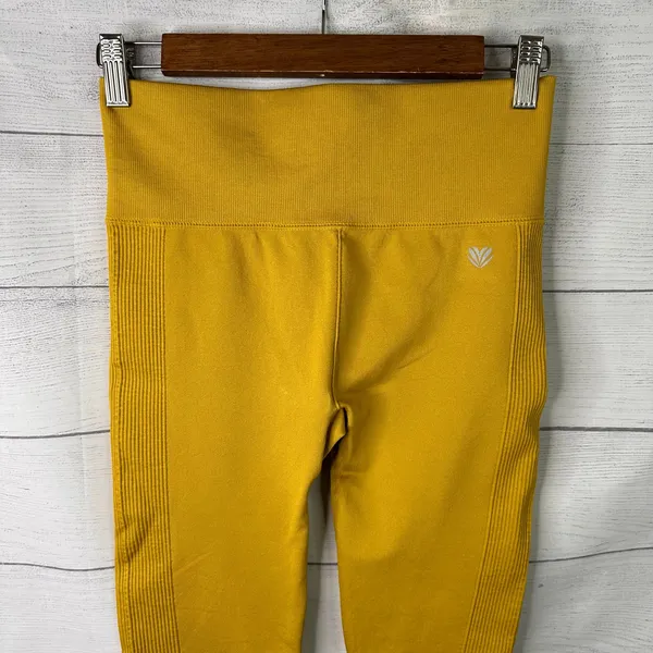 Forever 21 Womens Medium Mustard Yellow Ribbed High-Waist Leggings Chartreuse - Image 5