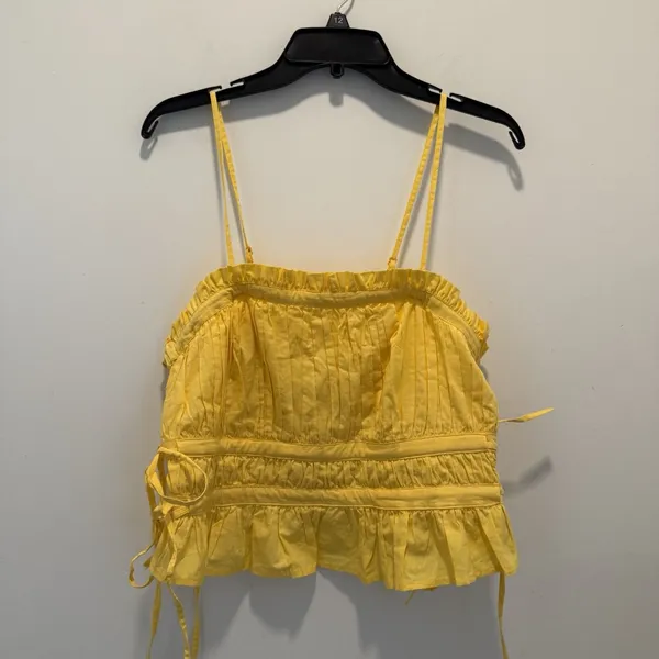 Free People Gabby Tube Top Yellow Tie Elastic Size L - Image 2