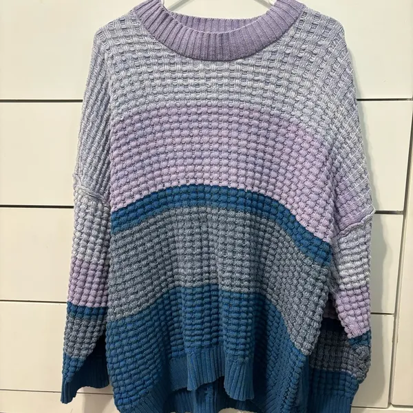 Urban Outfitters BDG Max Oversized Waffle Knit Sweater Purple - Image 2