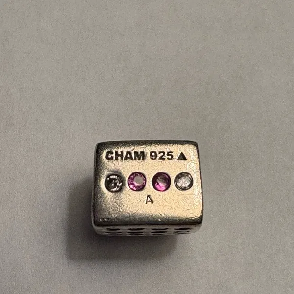 Chamilia Sterling Silver and Pink rhinestone perfume bottle bracelet charm - Image 4