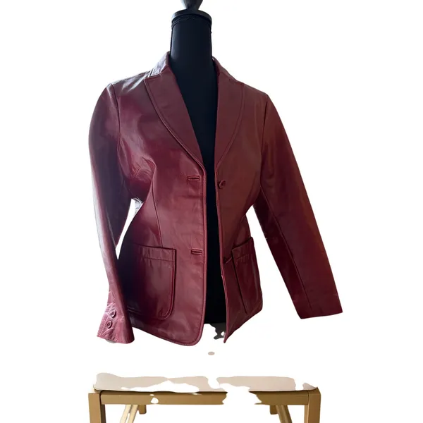 Vintage Y2K GAP Red Leather Blazer XS 100% Genuine Leather 2000 - Image 4