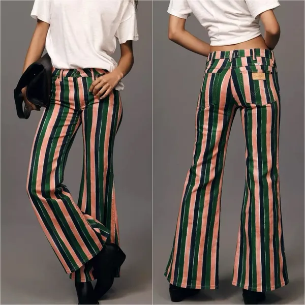 Wrangler Wanderer Mid Rise Bell Bottoms in sandía stripe size 24 - Image 8