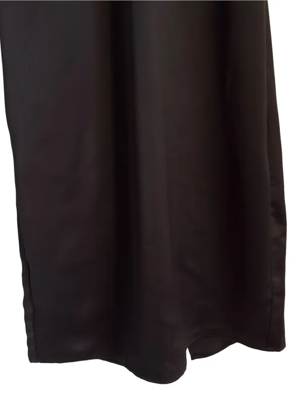 Jason Wu Black Satin Halter Plunging U-Neckline Midi Dress Medium Women’s - Image 5