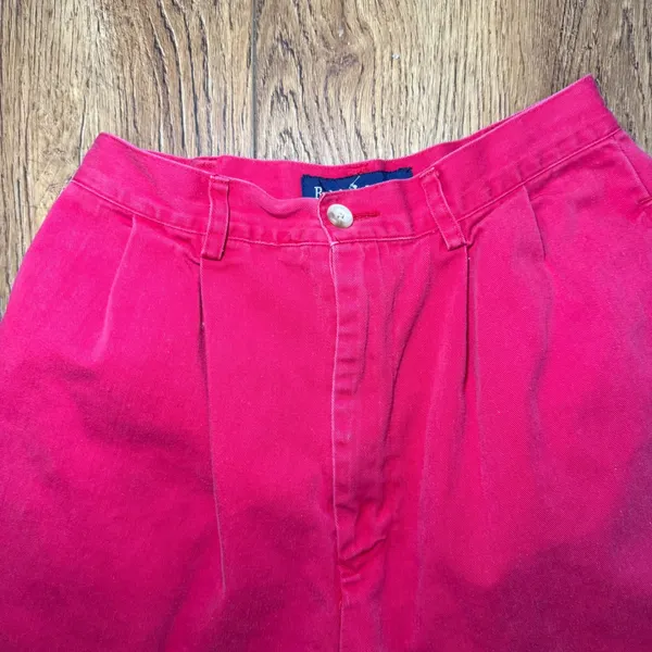 VTG 90s Ralph Lauren Womens Pleated Chino Shorts Red‎ High Rise Cotton Size 2 - Image 2