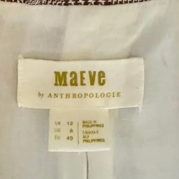 NWOT Maeve by Anthropologie Plaid Double-Breasted Blazer - Taupe/Beige size 8 - Image 4
