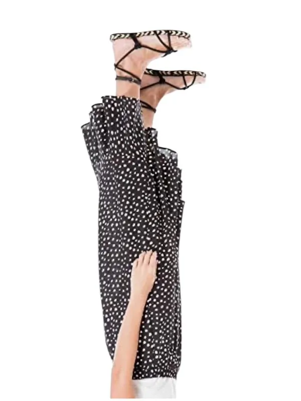 Max Studio Black and White Polka Dot High-Low Ruffle Skirt - Image 2