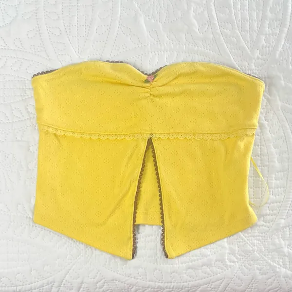 Kimchi Blue Yellow Crop Top Eyelet - Image 2