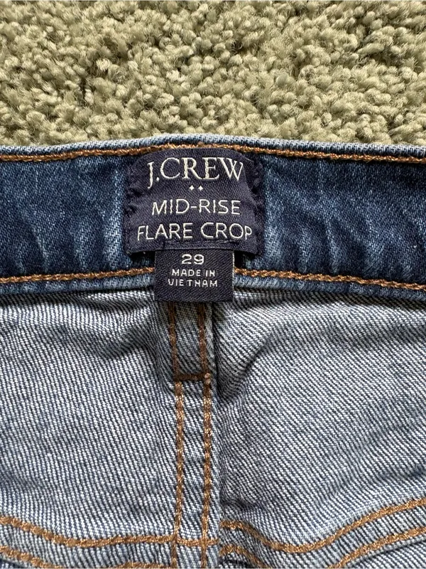 J. Crew Mid Rise Flare Crop Jeans Womens Size 29 Button Fly Cotton Stretch Denim - Image 7