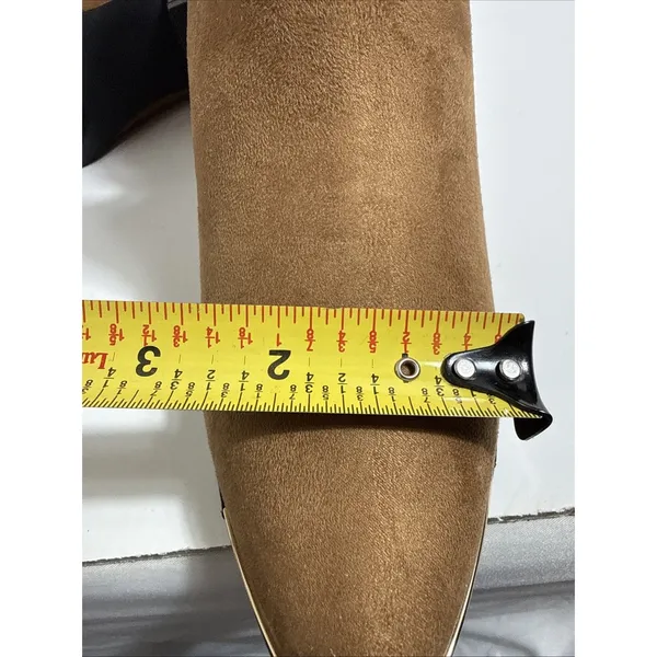Brown Suede Ankle Boots Womems 5.5M Rubber Sole Dress Shoes Slip On 2” Heel New - Image 9
