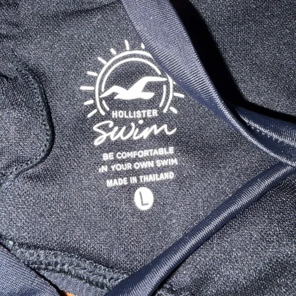 Hollister Swim Black Smocked Bandeau Bikini Top‎ Strappy Lace Up Back Large - Image 5