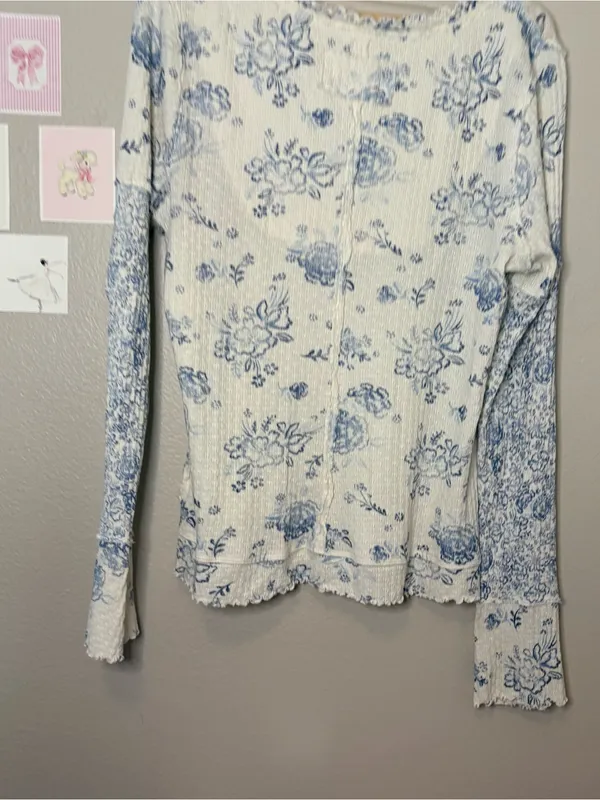 We The Free Clover Top in Ivory Combo FREE PEOPLE XL coquette whimsy coastal - Image 4
