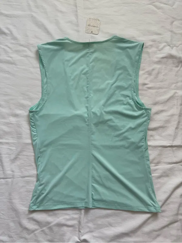 Free People Intimately Aqua Jade Sleeveless Deep V Tank Top M - Image 2