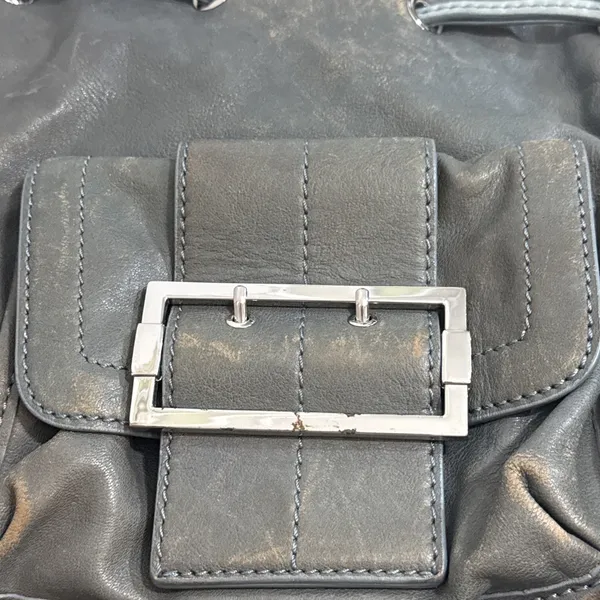 VTG Michael‎ Kors Y2K Distressed Boho Gorpcore Purse Chunky Silver Leather Bag - Image 6