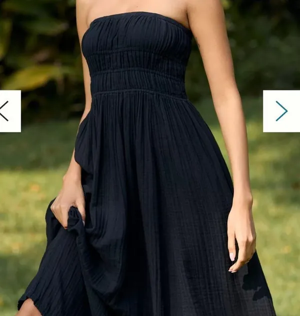 ANTHROPOLOGIE Celandine Strapless Smocked DW Maxi Dress /Black/ Size L -98212269 - Image 4
