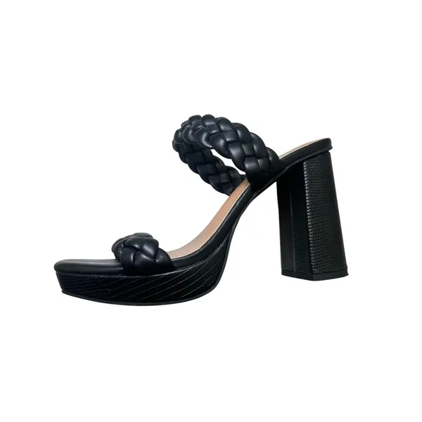 EUC Dolce Vita DV Peggy black braided‎ straps platform block heel size 8 leather - Image 4