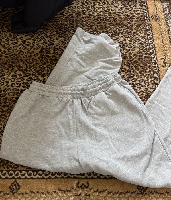 White Fox Grey Wide Leg Sweatpants - Image 2