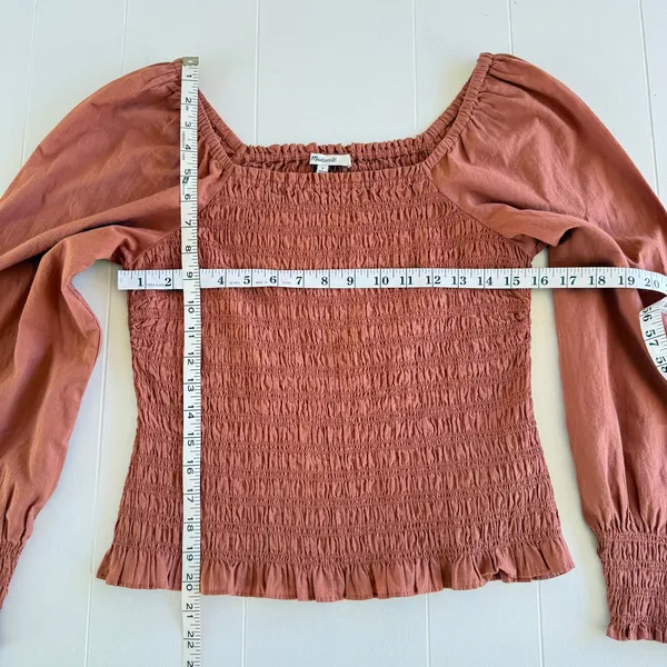 Madewell Lucie Bubble-Sleeve Smocked Top Peasant Blouse - Image 3