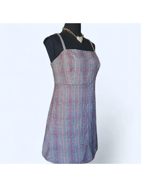 Hollister Y2K coquette preppy dark academia plaid mini dress size medium 🤎 - Image 3