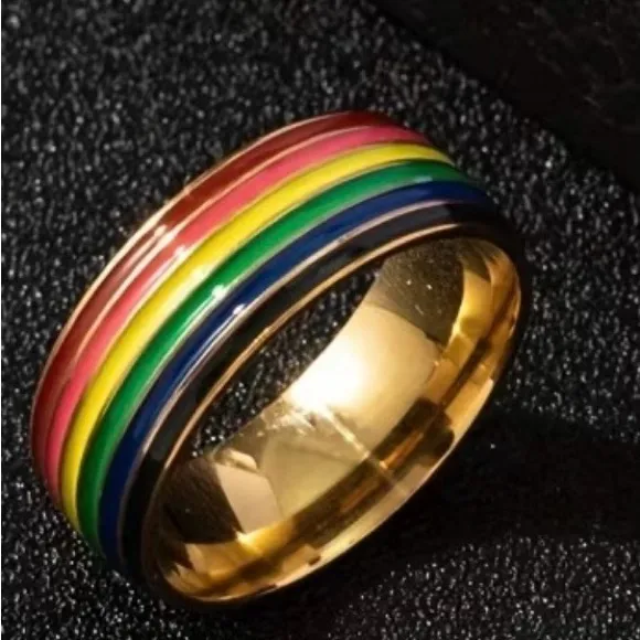 Women’s Titanium Steel Rainbow Style 6mm Band Size 7 - Image 2