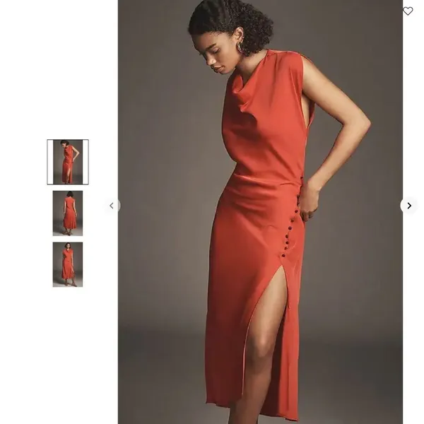 Anthropologie Maeve Short-Sleeve Cowl-Neck Slip Midi Dress - Image 2